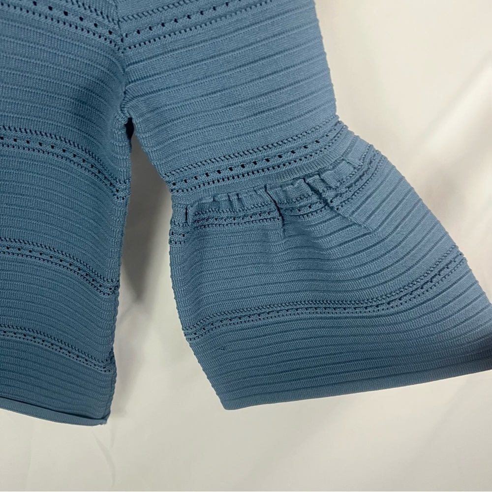 White House Black Market Blue Bell Sleeve Top - Picture 2 of 7